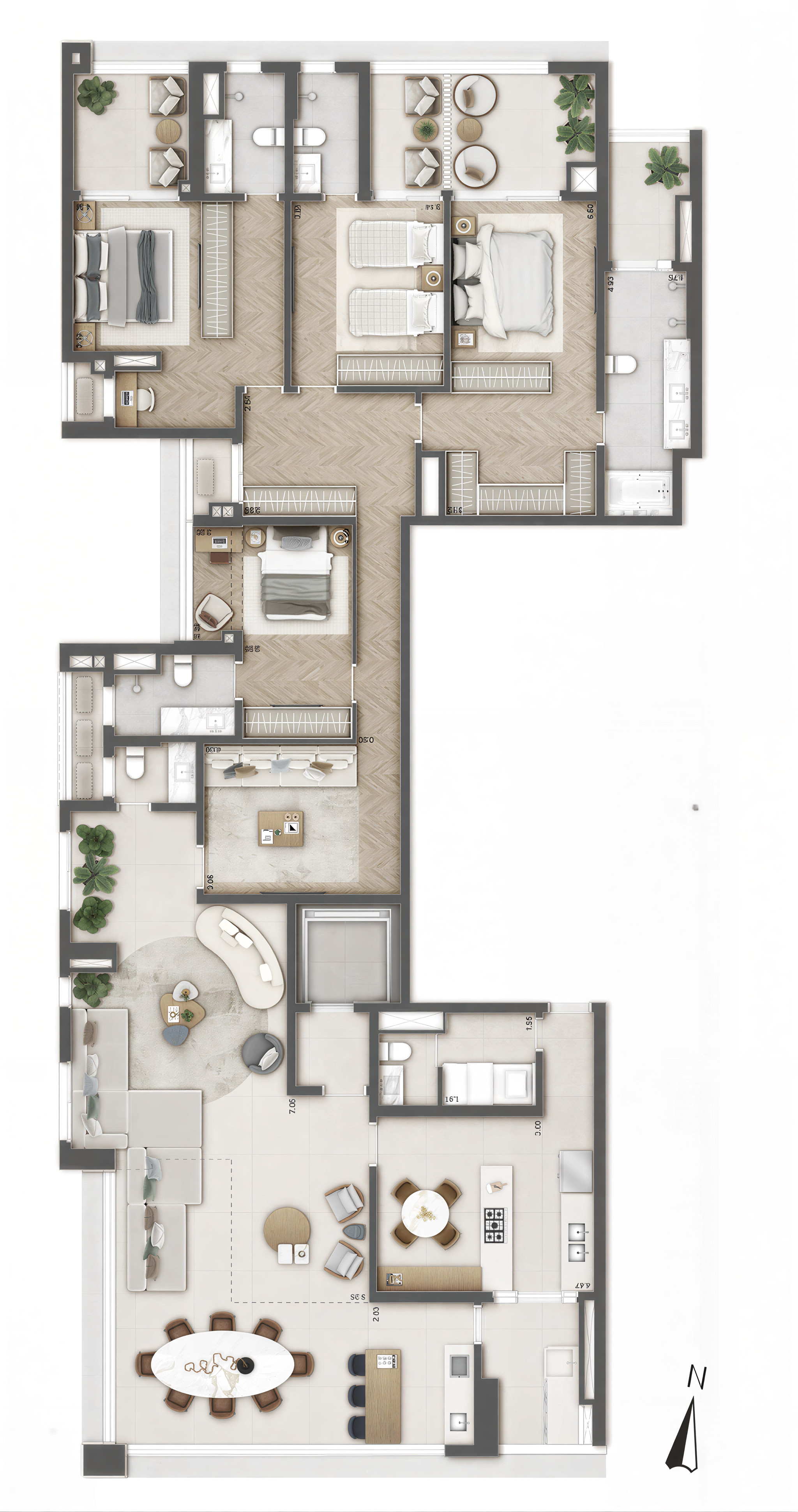 Planta 272m² - 4 suítes